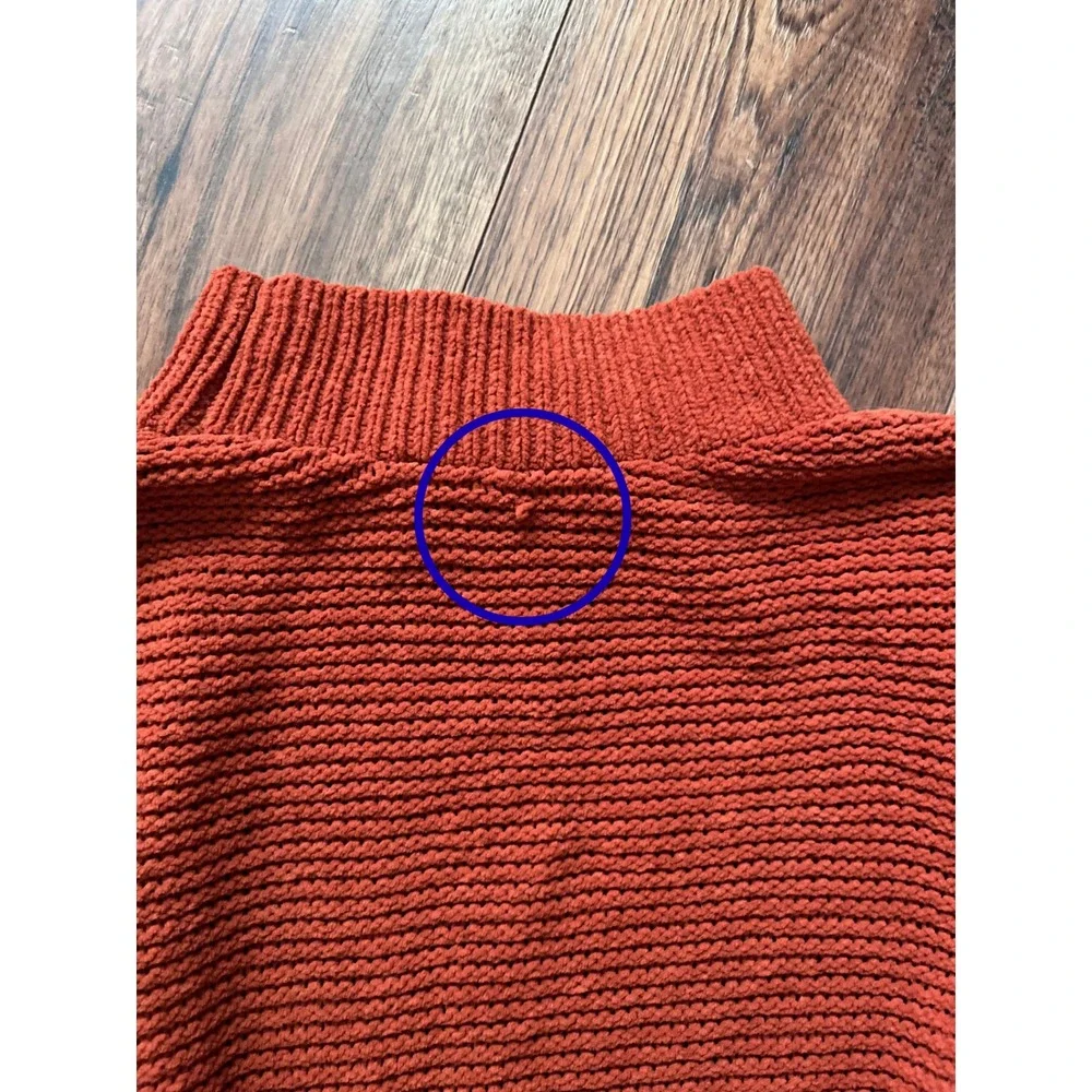 Hollister Rust Chunky Knit Sweater S Mock Neck Balloon Sleeve Boho Fall Cozy Y2K